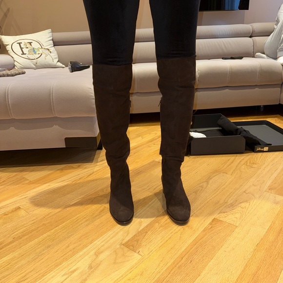 Le Pepe brown suede leather over the knee boots Italian size 37 NEW - Picture 3 of 13